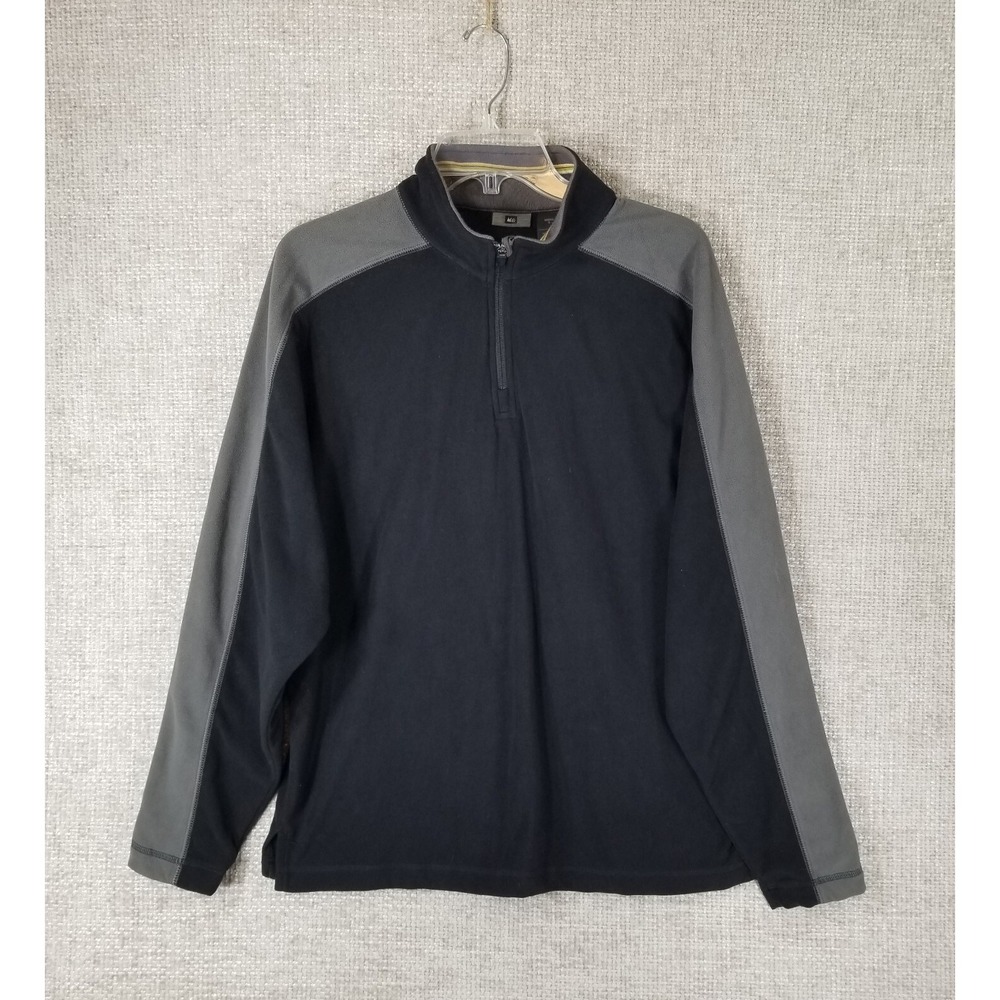 REI 1/4 Zip Long Sleeve Pullover Fleece Sweater Top 2-Tone Black Gray Mens Small